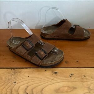 Birkenstock Size 37 N | 6-6.5 Arizona Brown Sandals Soft Footbed Suede Leather